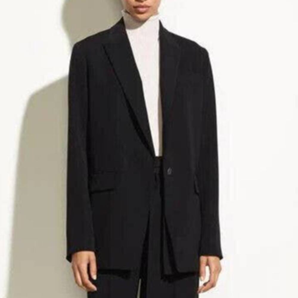 Vince NWT Black Boyfriend Blazer Style V870991177 Size 10 One Button Pockets
